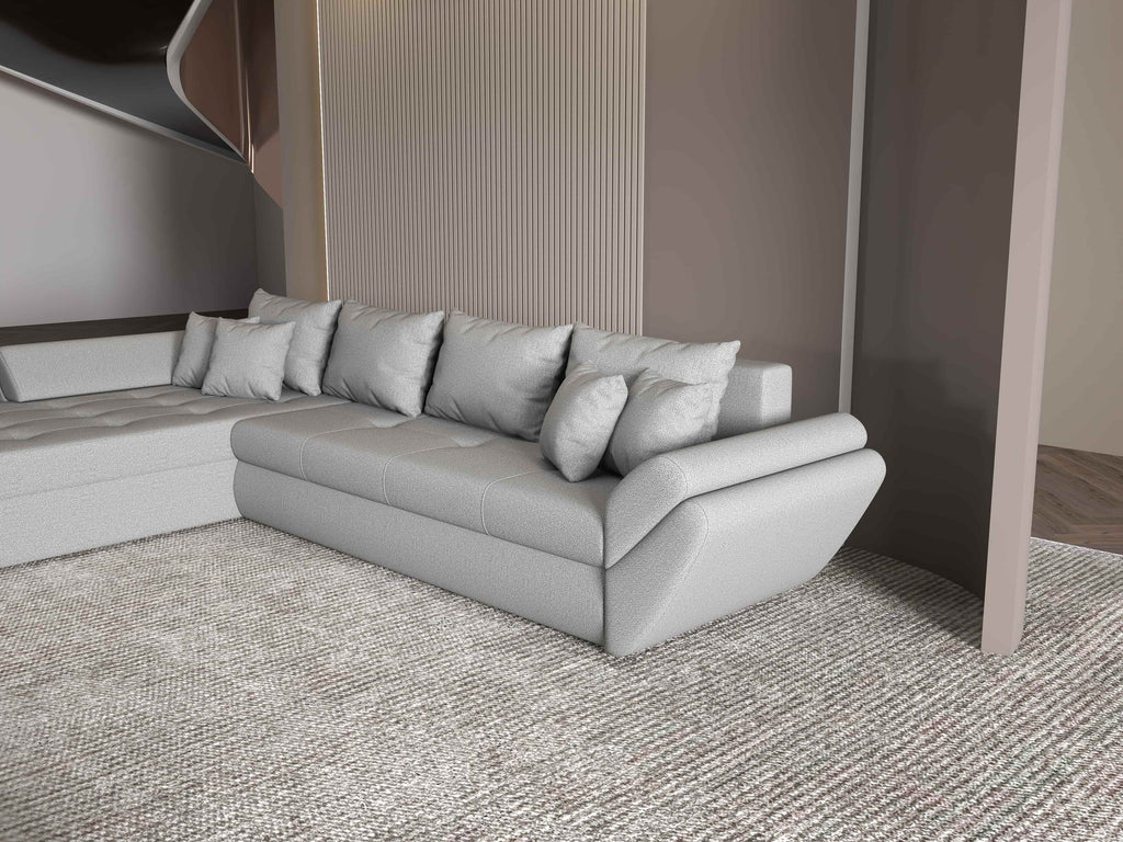 Colțar extensibil dumonde cu ladă de depozitare si sezut confortabil din spuma high-density, Loana XL Enjoy Gri 335x185 cm