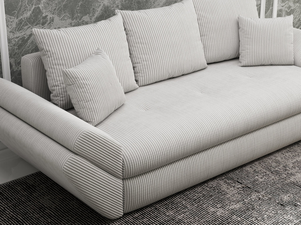 Canapea extensibilă dumonde cu ladă de depozitare si sezut confortabil din spuma high-density, Loana Zoom Cream 250x100 cm