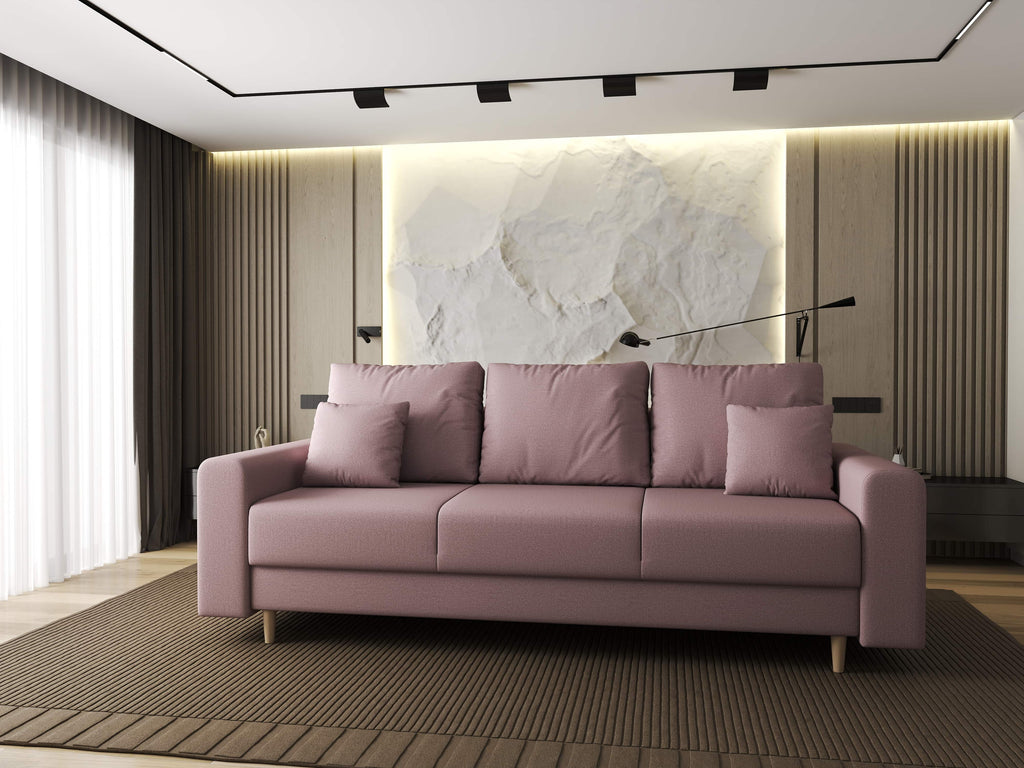 Canapea extensibilă dumonde cu ladă de depozitare si sezut confortabil din spuma high-density, Kronos Enjoy Flamingo 210x100 cm