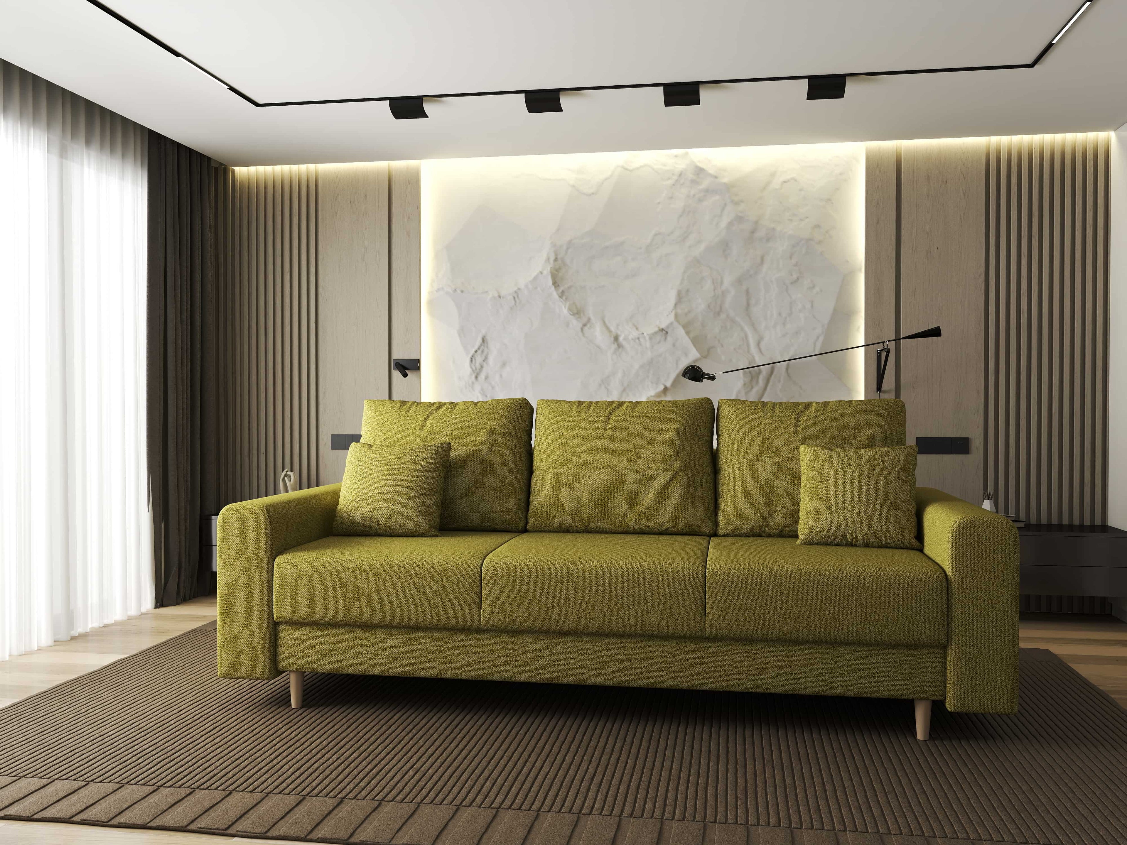 Canapea extensibilă dumonde cu ladă de depozitare si sezut confortabil din spuma high-density, Kronos Enjoy Verde 210x100 cm