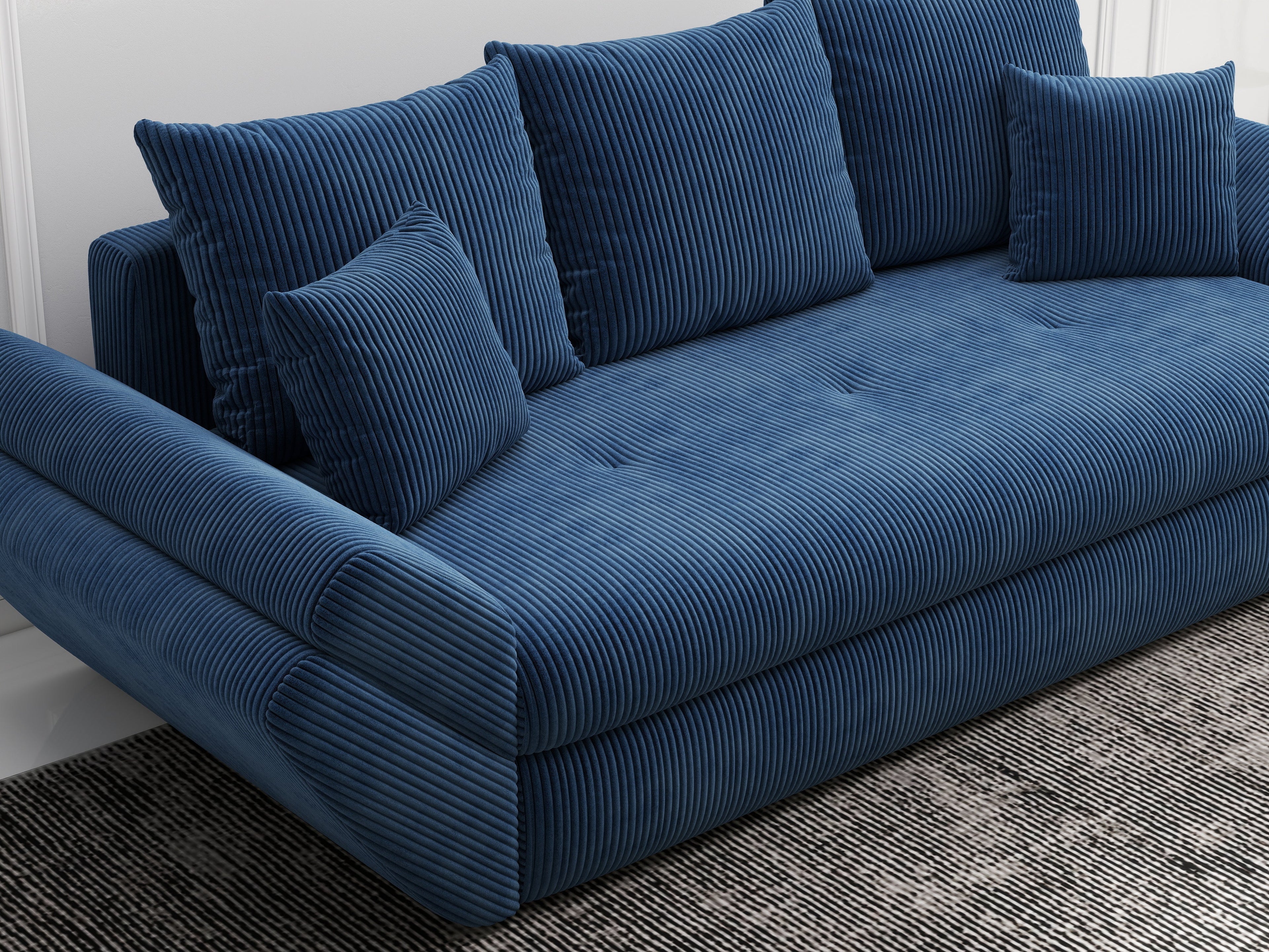 Canapea extensibilă dumonde cu ladă de depozitare si sezut confortabil din spuma high-density, Loana Zoom Blue 250x100 cm