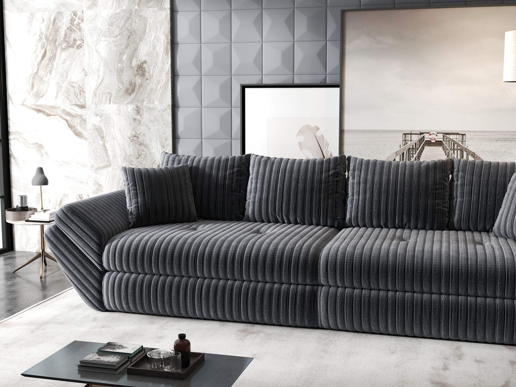 Canapea extensibilă dumonde cu ladă de depozitare si sezut confortabil din spuma high-density, Loana Ambience Gri 300x100 cm