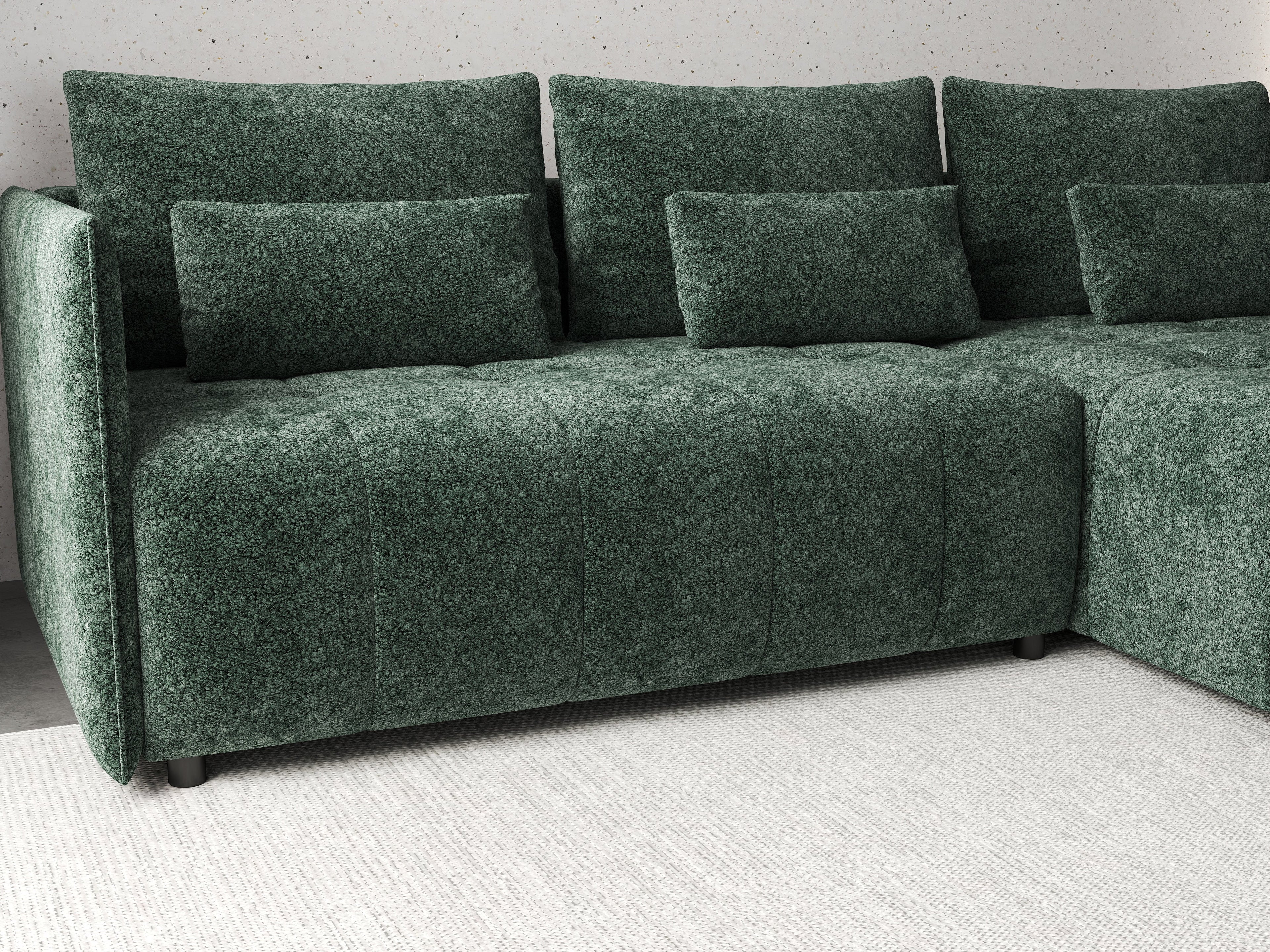Colțar extensibil dumonde cu ladă de depozitare si sezut confortabil din spuma high-density, Malta Euphoria Green 235x185 cm