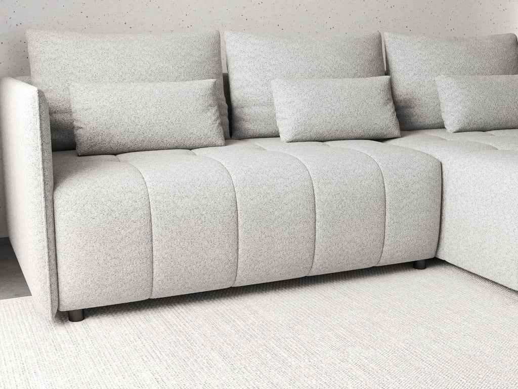 Colțar extensibil dumonde cu ladă de depozitare si sezut confortabil din spuma high-density, Malta Euphoria Dove 235x185 cm