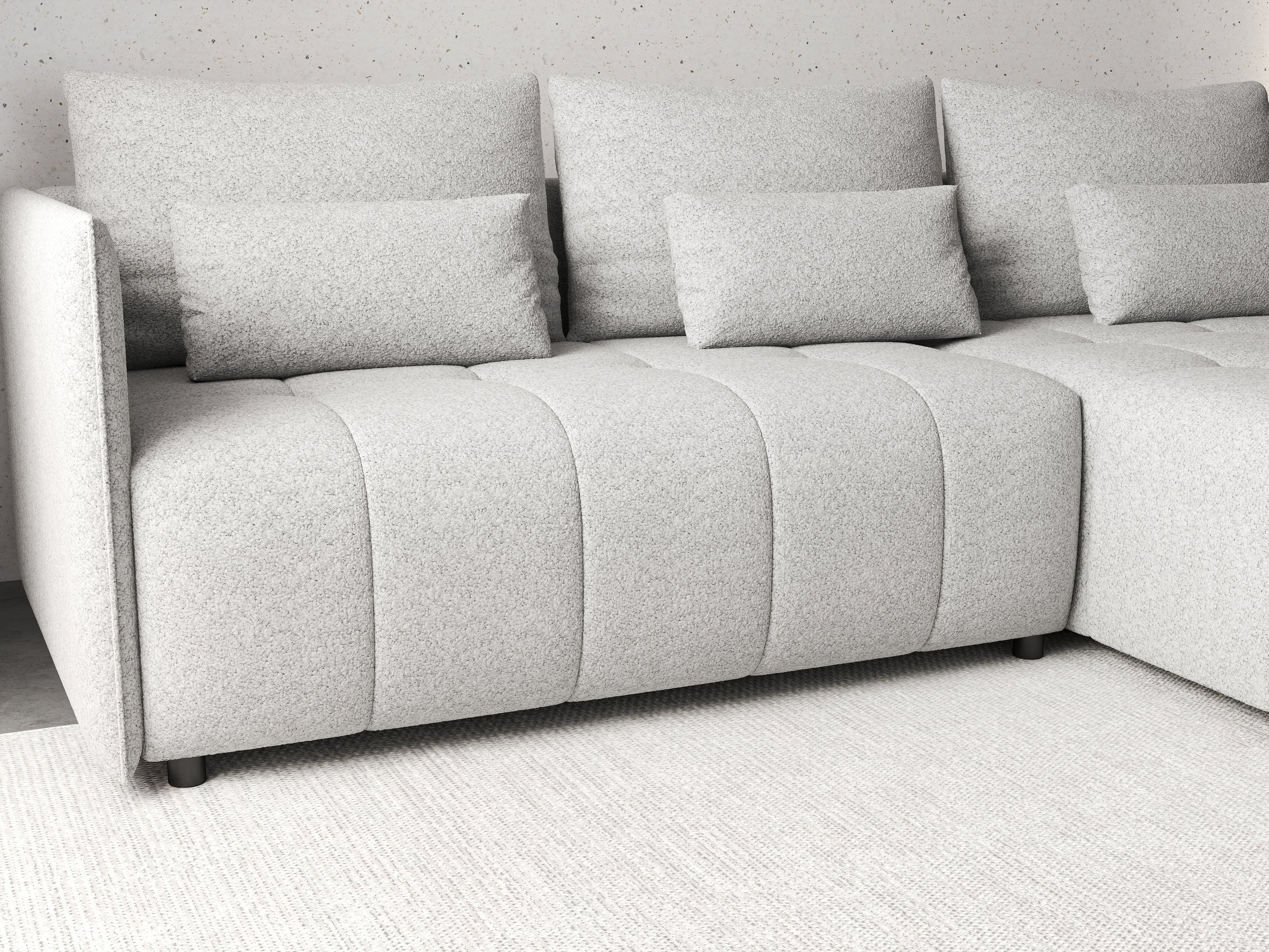 Colțar extensibil dumonde cu ladă de depozitare si sezut confortabil din spuma high-density, Malta Euphoria Dove 235x185 cm