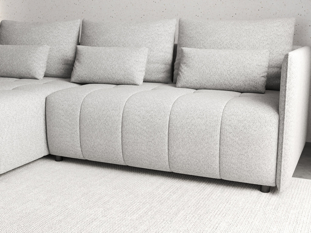Colțar extensibil dumonde cu ladă de depozitare si sezut confortabil din spuma high-density, Malta Euphoria Dove II 235x185 cm