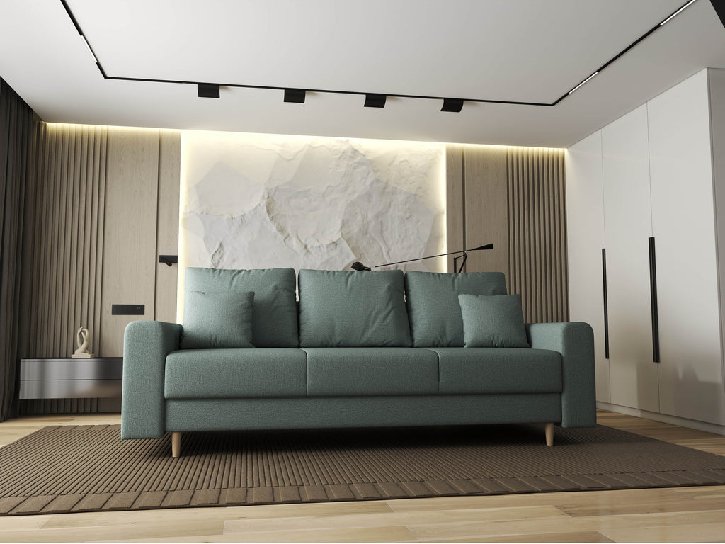 Canapea extensibilă dumonde cu ladă de depozitare si sezut confortabil din spuma high-density, Kronos Enjoy Mint 210x100 cm