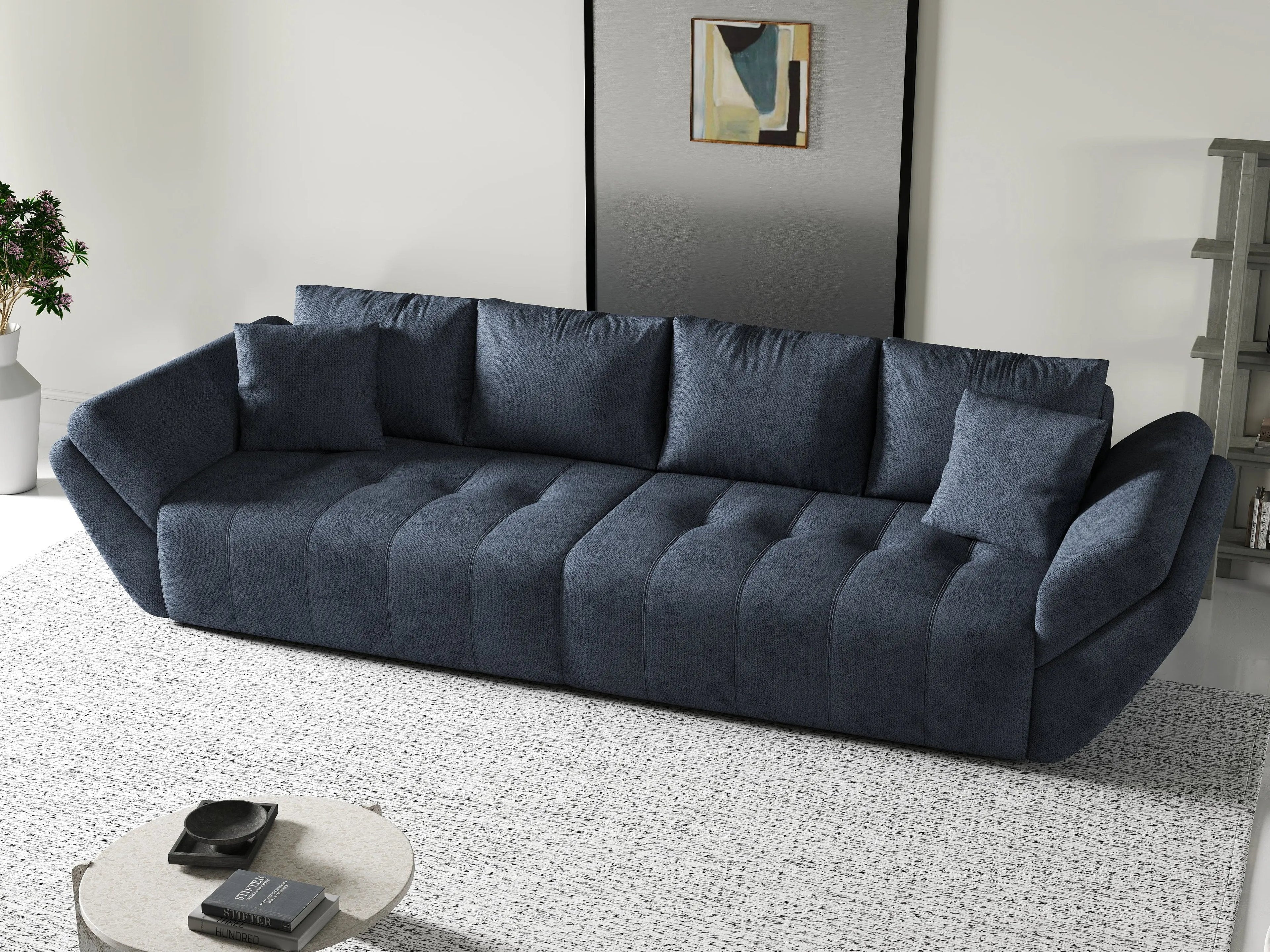 Canapea extensibilă dumonde cu ladă de depozitare si sezut confortabil din spuma high-density, Berlin Antracit 300x100 cm