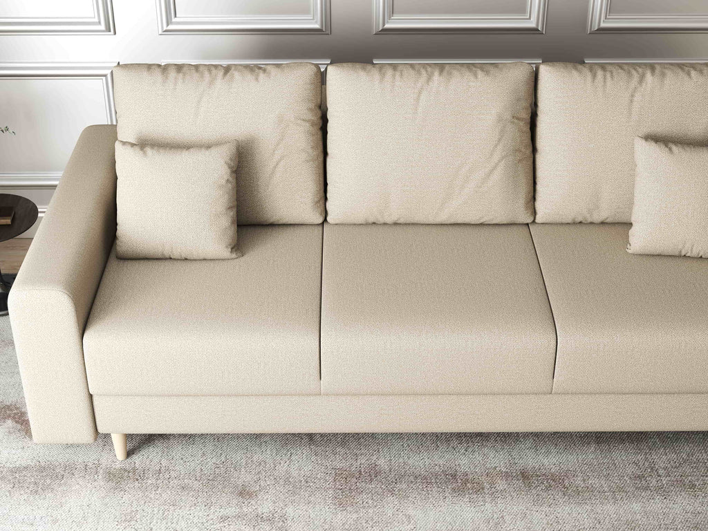 Canapea extensibilă dumonde cu ladă de depozitare si sezut confortabil din spuma high-density, Kronos Enjoy Camel 210x100 cm