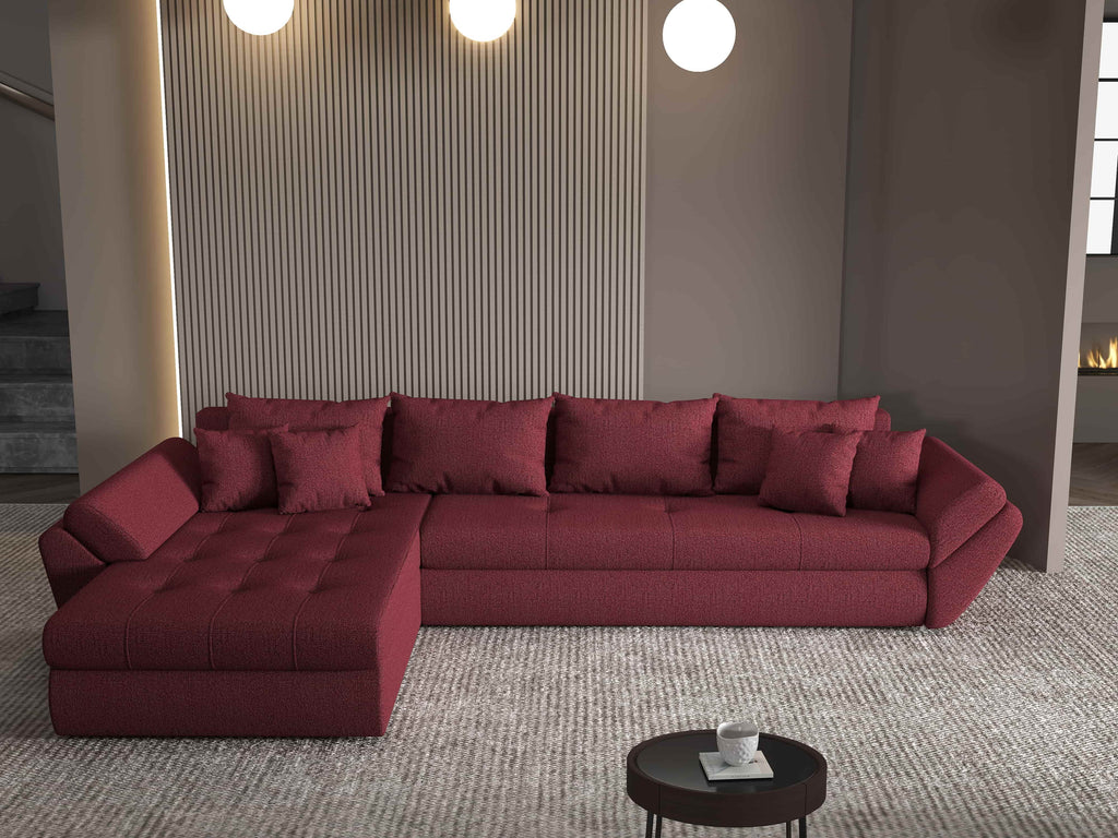 Colțar extensibil dumonde cu ladă de depozitare si sezut confortabil din spuma high-density, Loana XL Enjoy Winery 335x185 cm