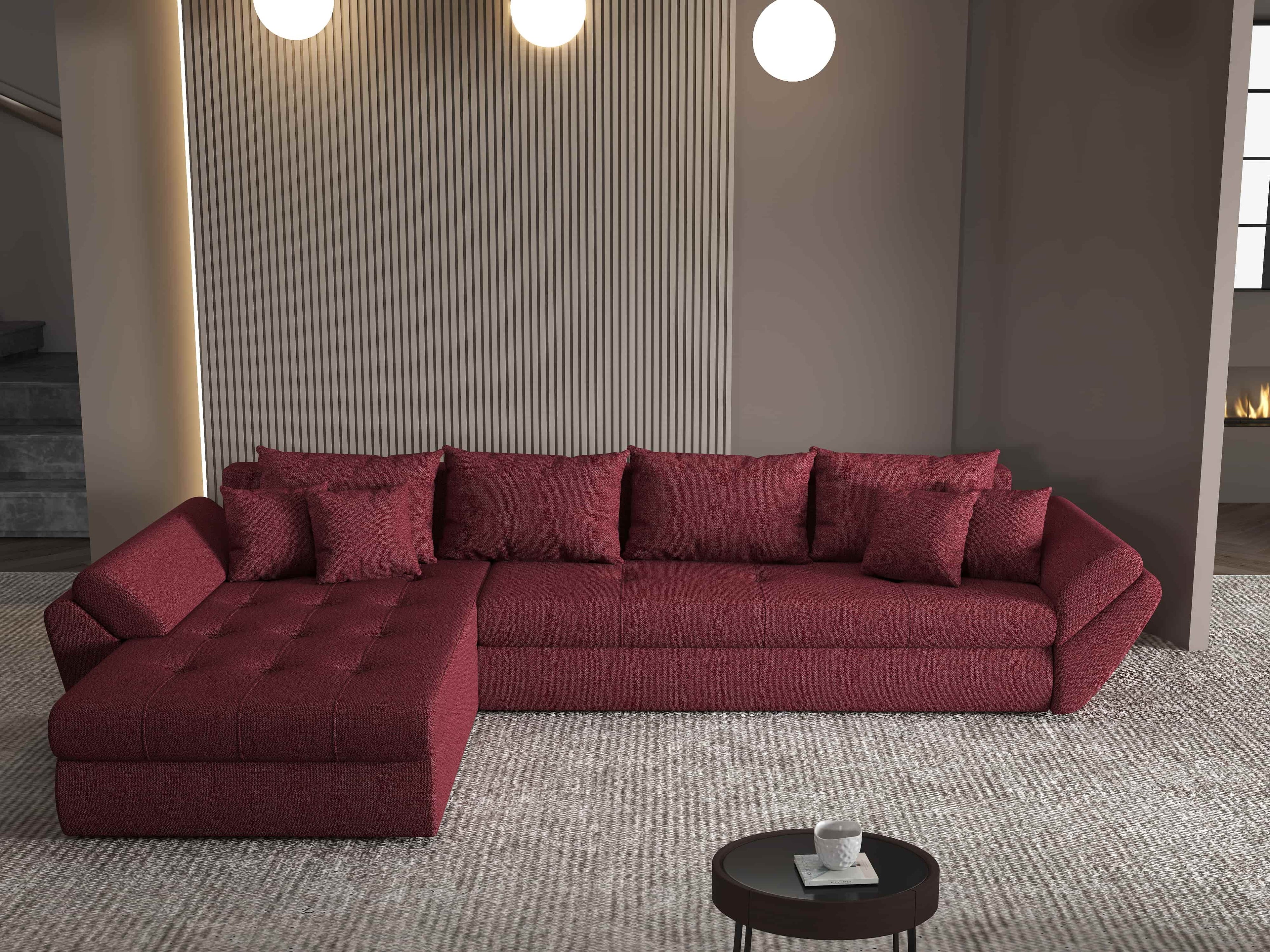 Colțar extensibil dumonde cu ladă de depozitare si sezut confortabil din spuma high-density, Loana XL Enjoy Winery 335x185 cm