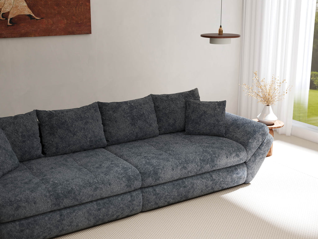 Canapea extensibilă dumonde cu ladă de depozitare si sezut confortabil din spuma high-density, Loana Euphoria Grafit 300x100 cm