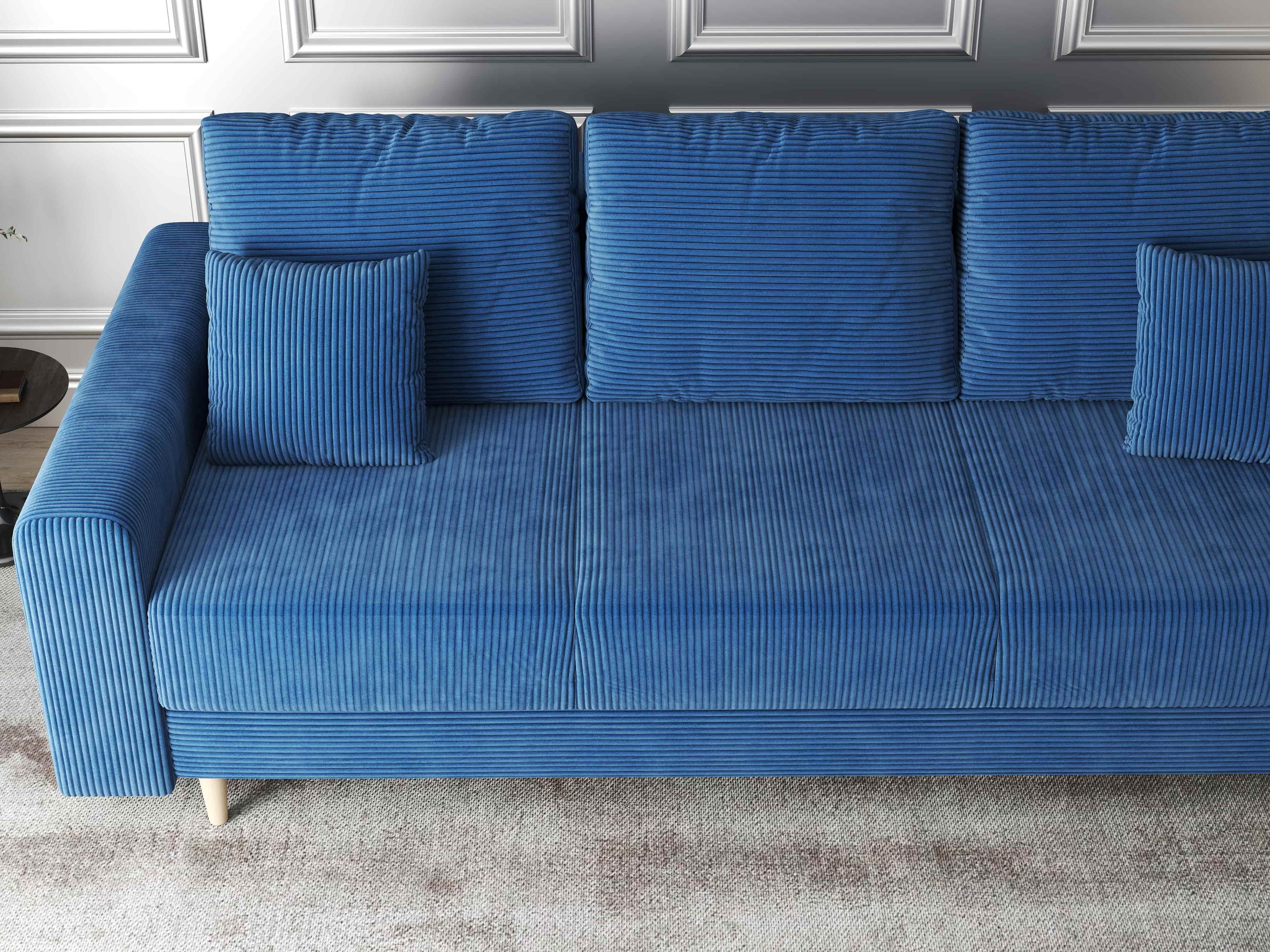 Canapea extensibilă dumonde cu ladă de depozitare si sezut confortabil din spuma high-density, Kronos Zoom Albastru 210x100 cm