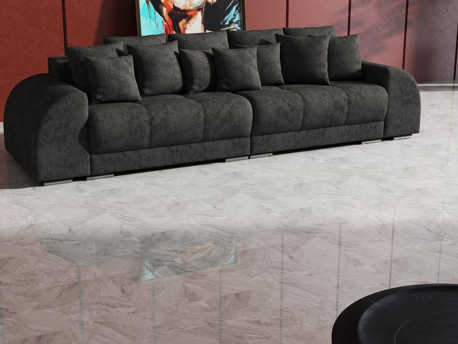 Canapea extensibilă dumonde cu 2 lăzi de depozitare si sezut confortabil din spuma high-density, Verona Enjoy Kaki 310x100 cm