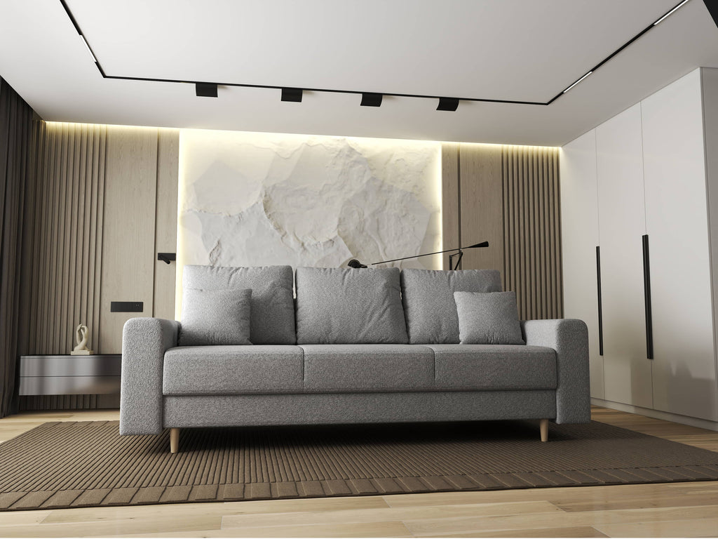 Canapea extensibilă dumonde cu ladă de depozitare si sezut confortabil din spuma high-density, Kronos Euphoria Dove 210x100 cm