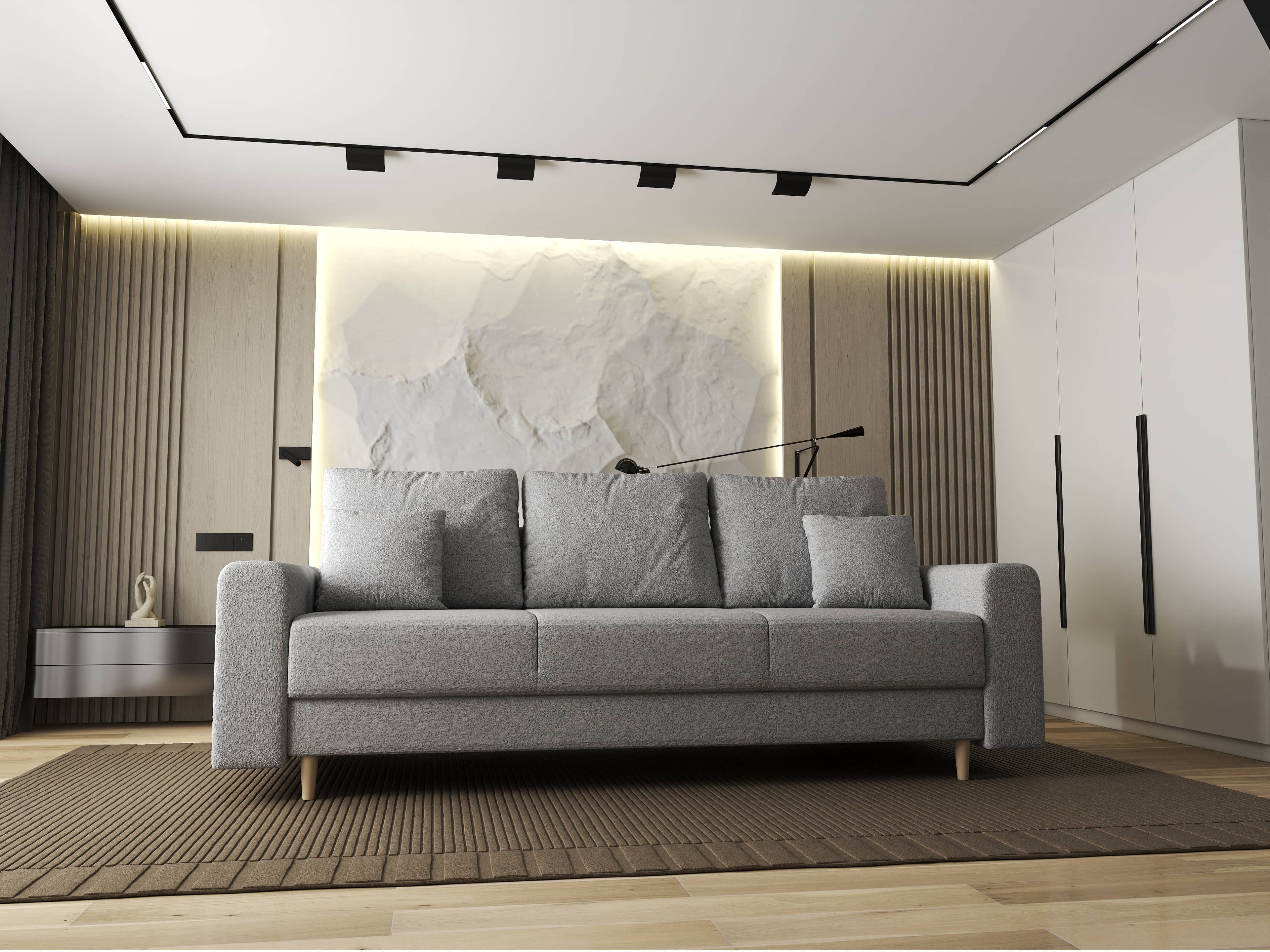 Canapea extensibilă dumonde cu ladă de depozitare si sezut confortabil din spuma high-density, Kronos Euphoria Dove 210x100 cm