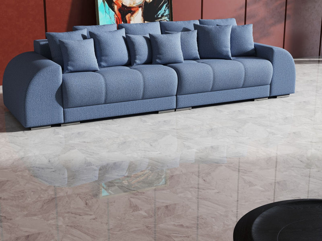 Canapea extensibilă dumonde cu 2 lăzi de depozitare si sezut confortabil din spuma high-density, Verona Enjoy Blue 310x100 cm