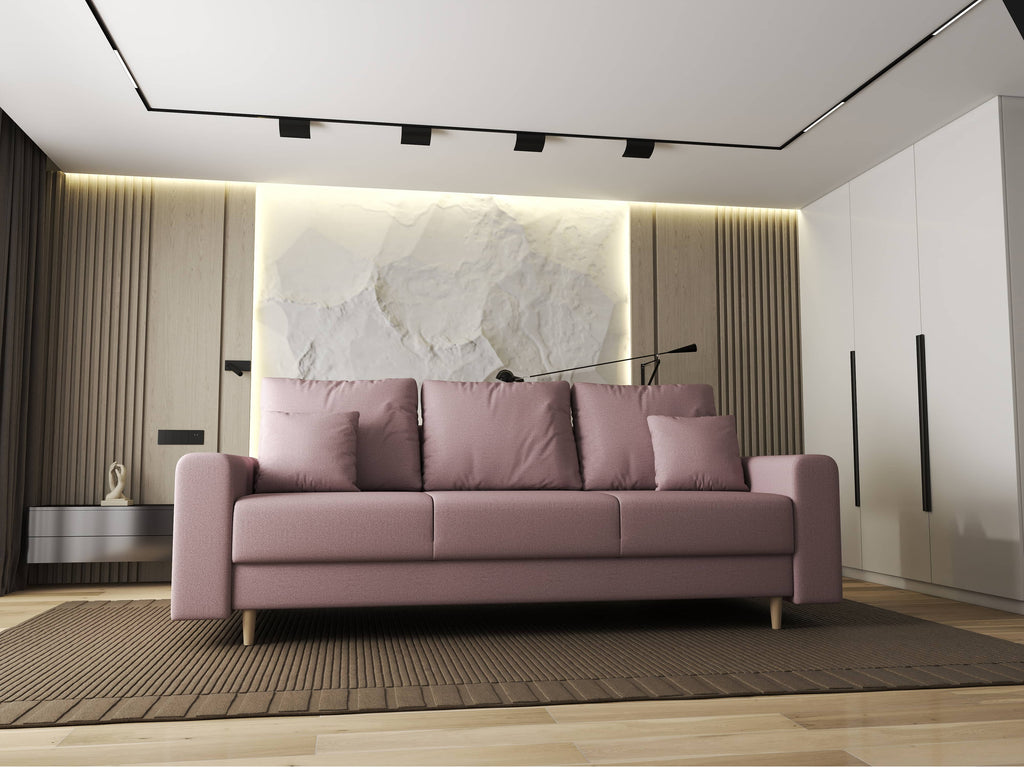 Canapea extensibilă dumonde cu ladă de depozitare si sezut confortabil din spuma high-density, Kronos Enjoy Flamingo 210x100 cm