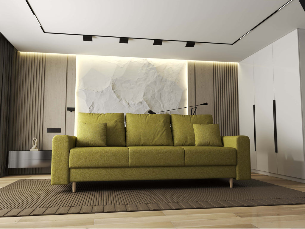 Canapea extensibilă dumonde cu ladă de depozitare si sezut confortabil din spuma high-density, Kronos Enjoy Verde 210x100 cm