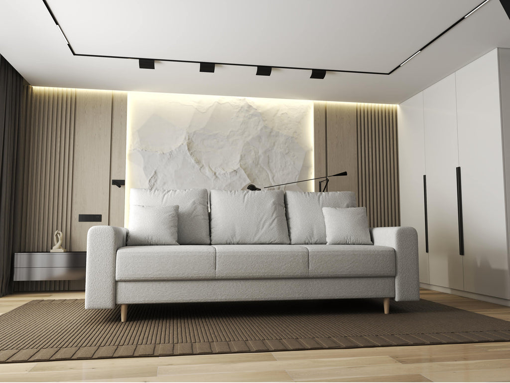 Canapea extensibilă dumonde cu ladă de depozitare si sezut confortabil din spuma high-density, Kronos Euphoria Ivory 210x100 cm