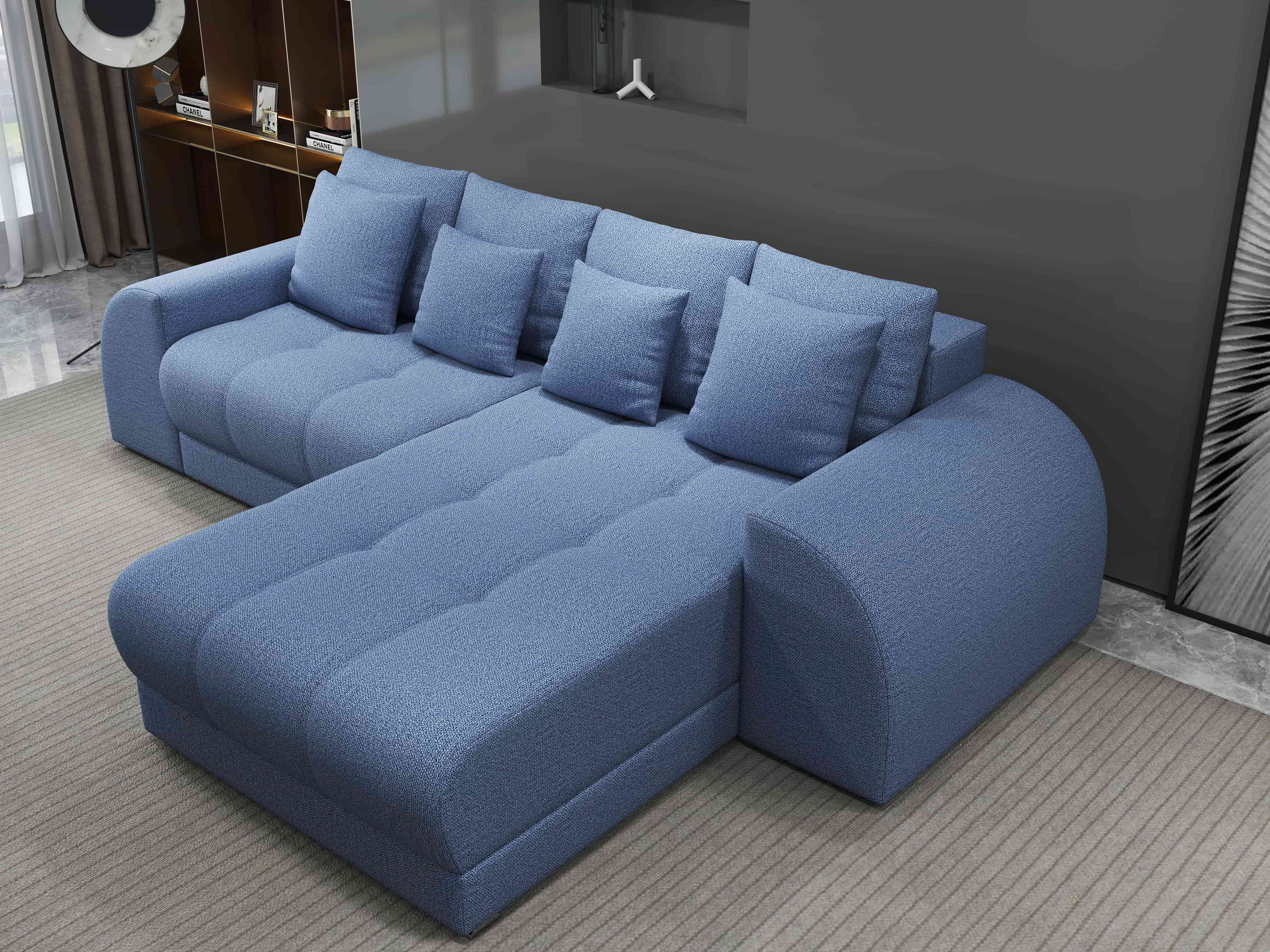 Colțar extensibil dumonde cu ladă de depozitare si sezut confortabil din spuma high-density, Verona Enjoy Albastru II 290x185 cm