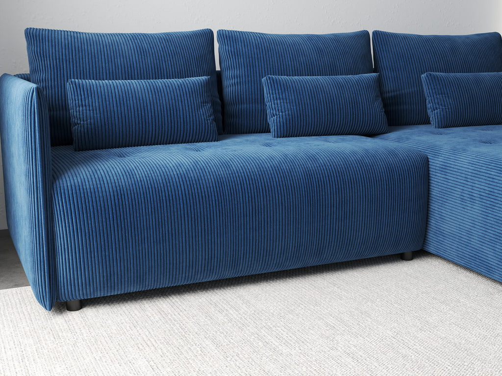 Colțar extensibil dumonde cu ladă de depozitare si sezut confortabil din spuma high-density, Malta Zoom Blue 235x185 cm