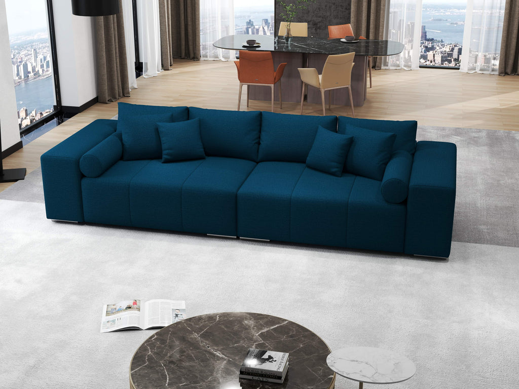 Canapea extensibilă dumonde cu ladă de depozitare si sezut confortabil din spuma high-density, Marbela Enjoy Petrol XXL 295x100 cm
