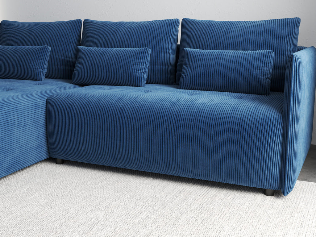 Colțar extensibil dumonde cu ladă de depozitare si sezut confortabil din spuma high-density, Malta Zoom Blue II 235x185 cm