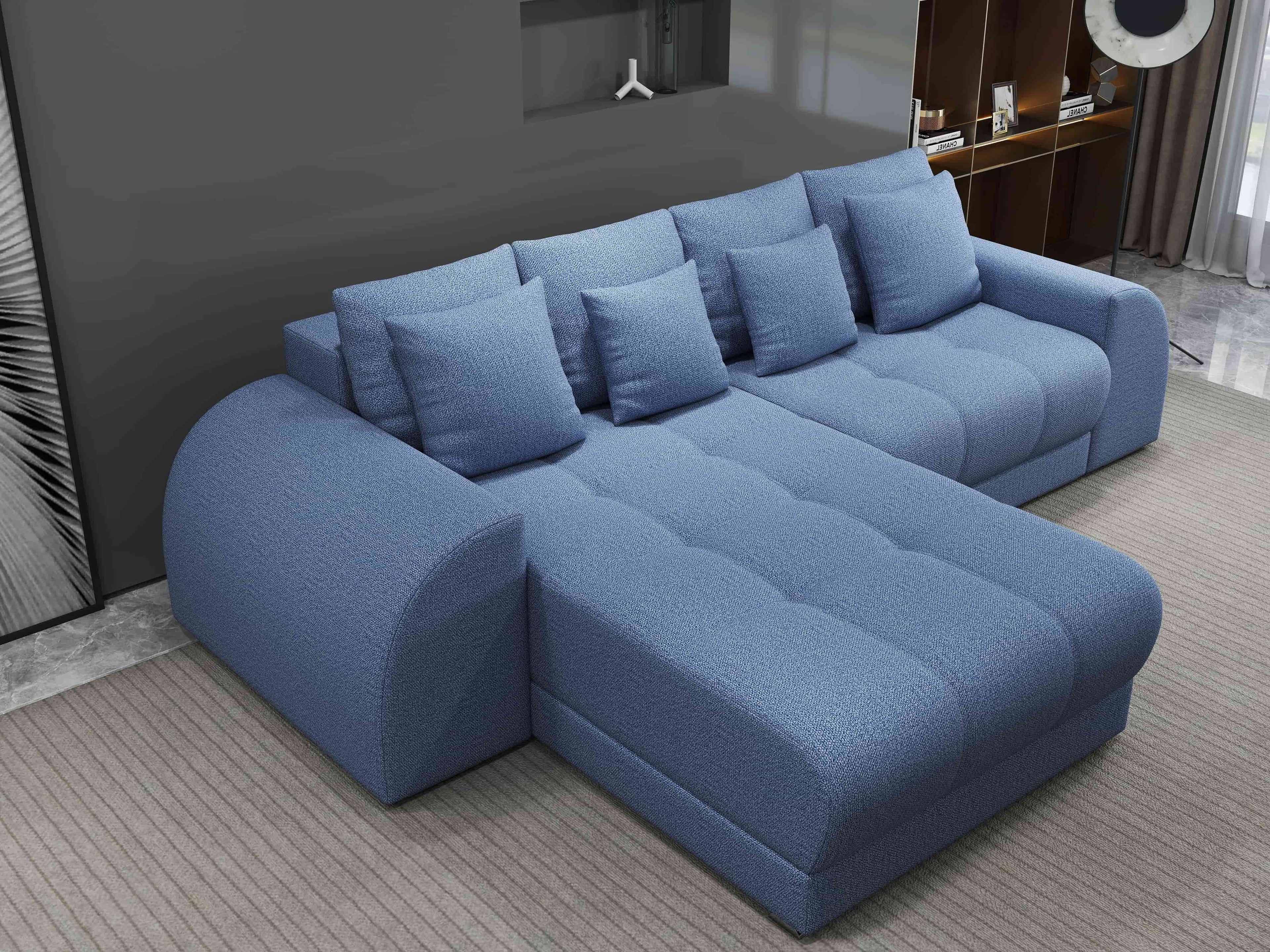 Colțar extensibil dumonde cu ladă de depozitare si sezut confortabil din spuma high-density, Verona Enjoy Albastru 290x185 cm