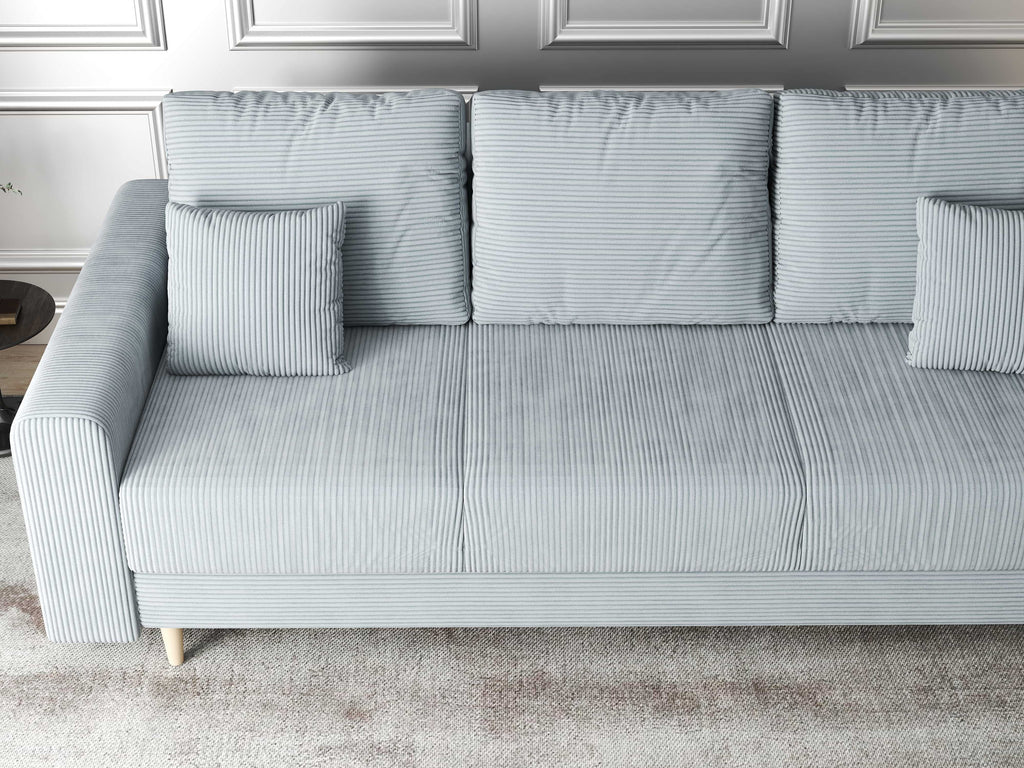 Canapea extensibilă dumonde cu ladă de depozitare si sezut confortabil din spuma high-density, Kronos Zoom Gri 210x100 cm