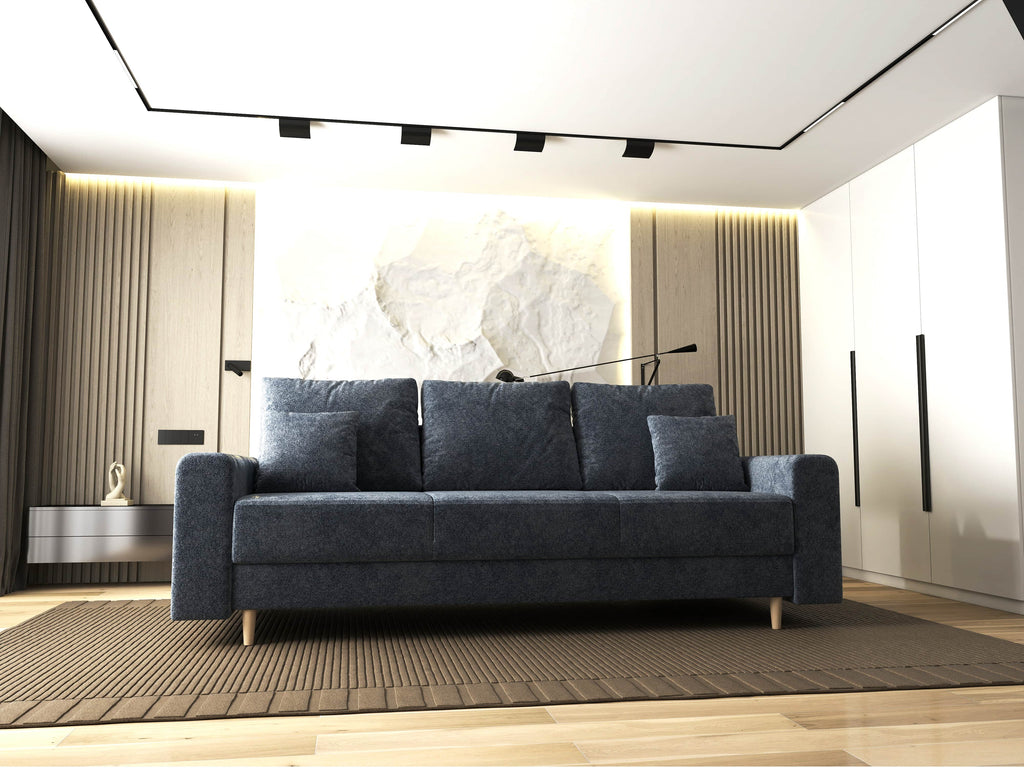 Canapea extensibilă dumonde cu ladă de depozitare si sezut confortabil din spuma high-density, Kronos Euphoria Grafit 210x100 cm