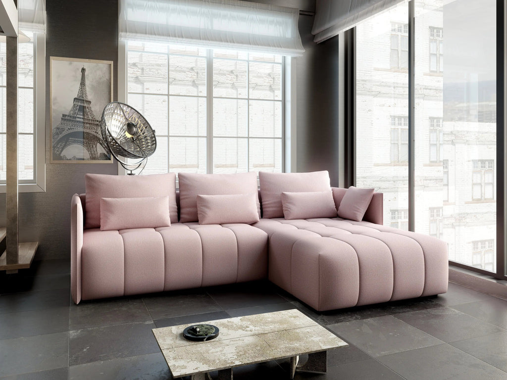 Colțar extensibil dumonde cu ladă de depozitare si sezut confortabil din spuma high-density, Malta Enjoy Flamingo II 235x185 cm