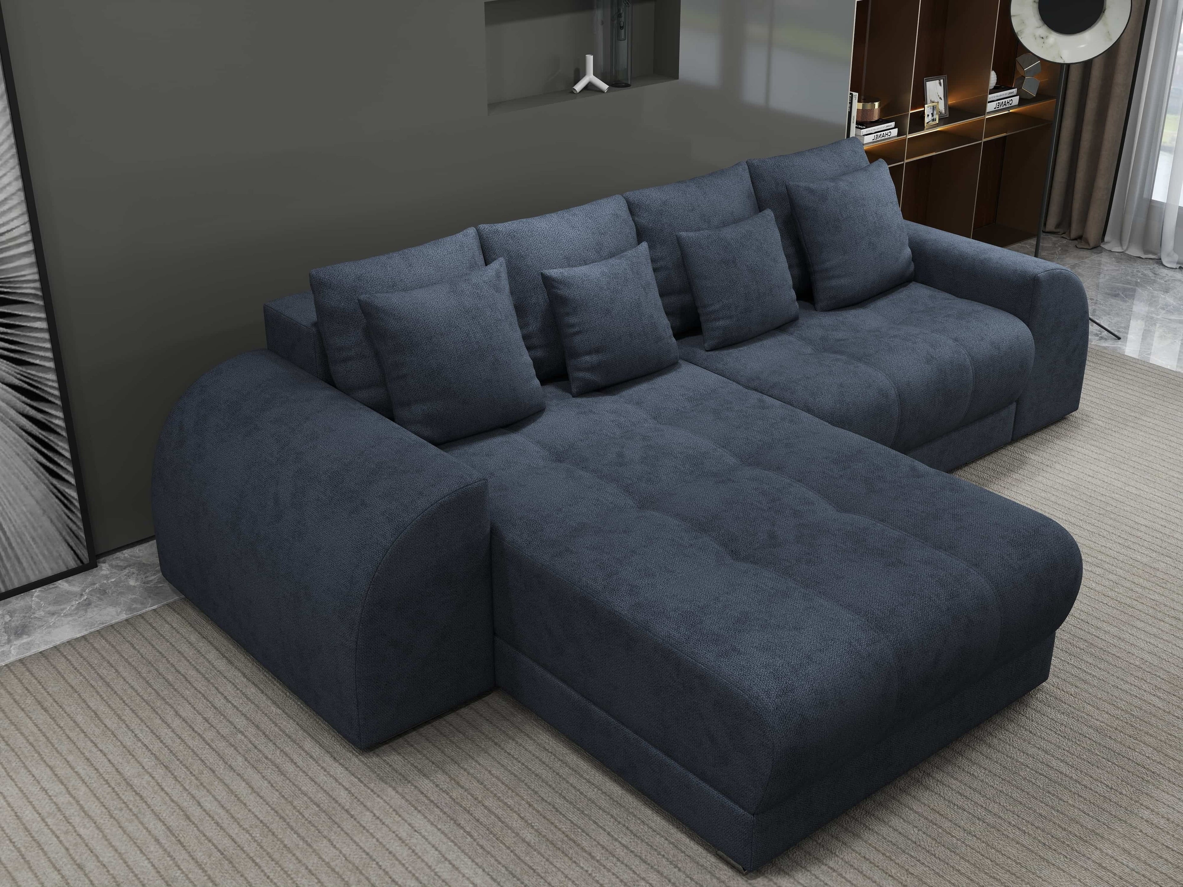 Colțar extensibil dumonde cu ladă de depozitare si sezut confortabil din spuma high-density, Verona Enjoy Antracit 290x185 cm