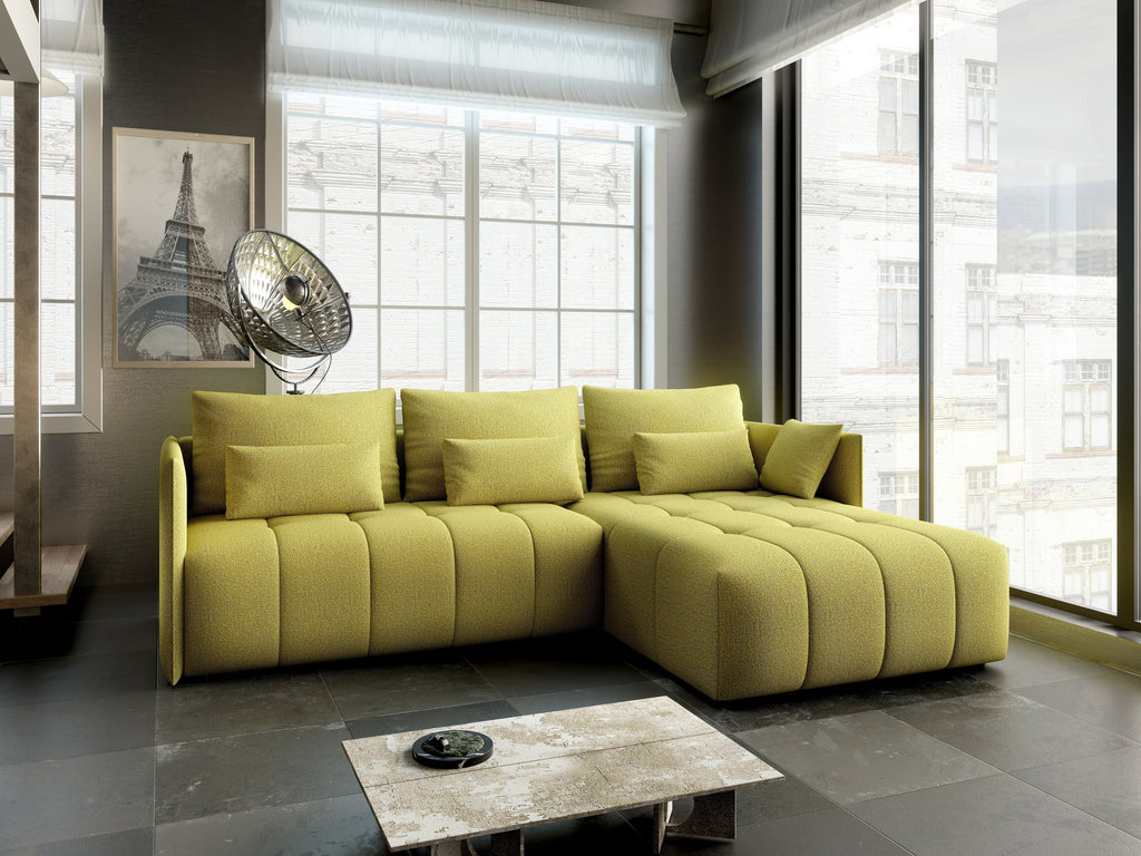Colțar extensibil dumonde cu ladă de depozitare si sezut confortabil din spuma high-density, Malta Enjoy Green II 235x185 cm