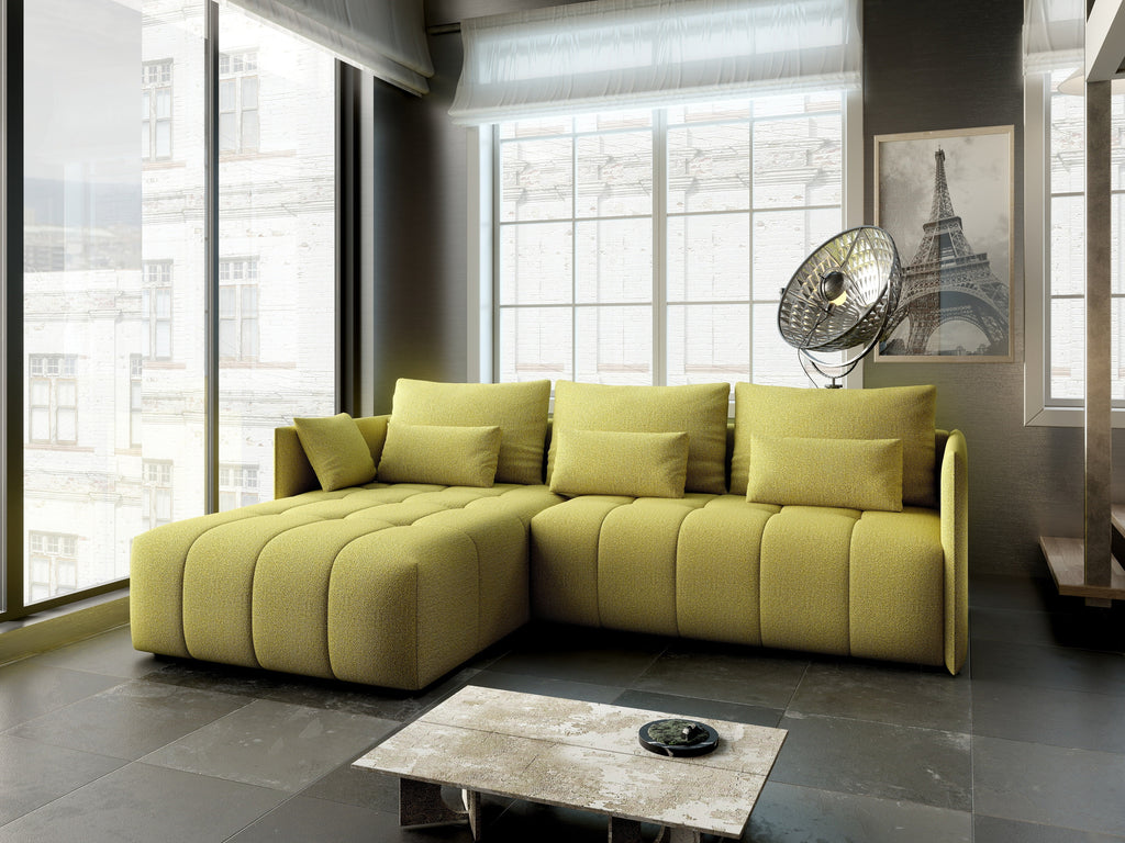 Colțar extensibil dumonde cu ladă de depozitare si sezut confortabil din spuma high-density, Malta Enjoy Green 235x185 cm