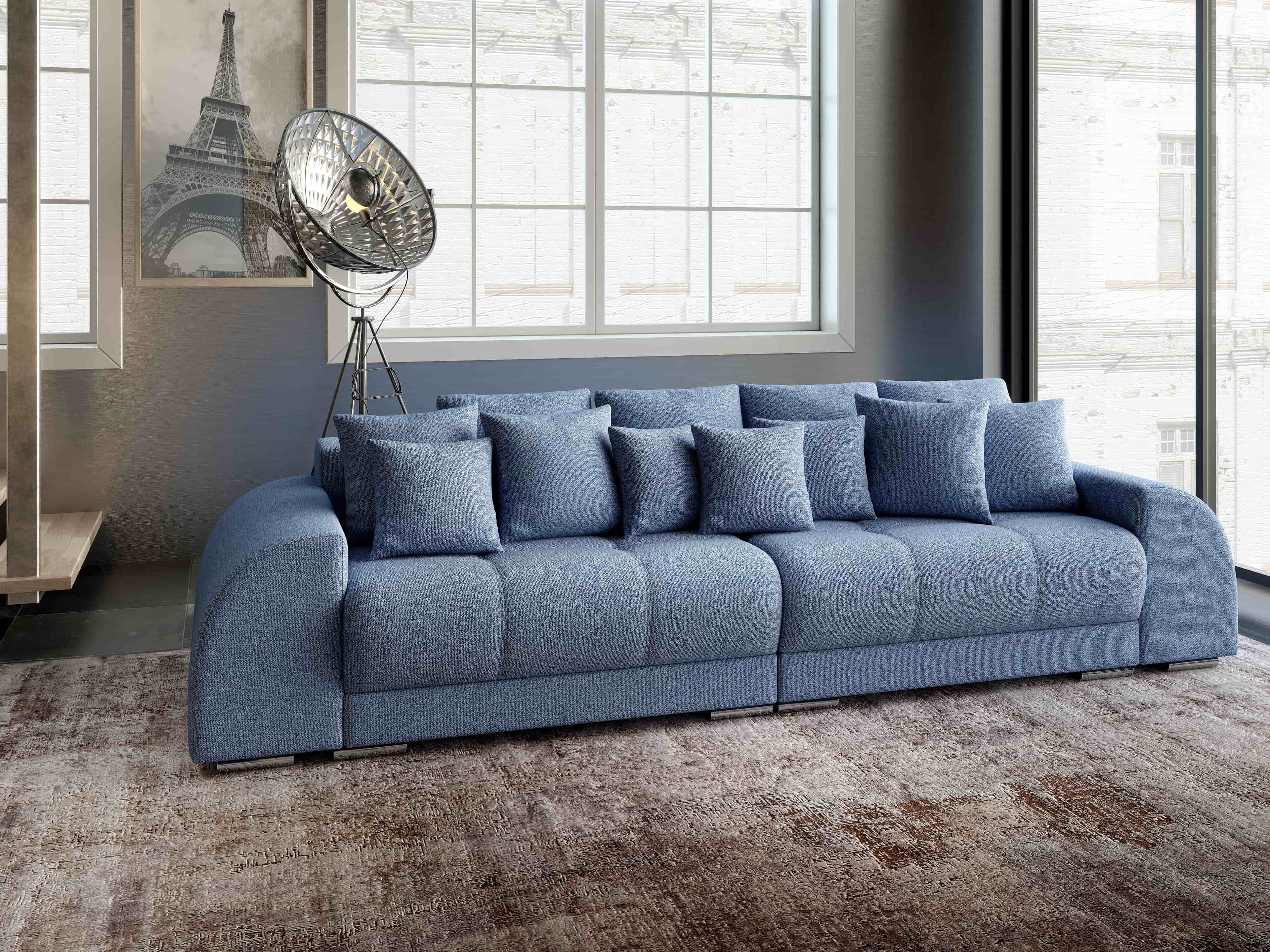 Canapea extensibilă dumonde cu 2 lăzi de depozitare si sezut confortabil din spuma high-density, Verona Enjoy Blue 310x100 cm