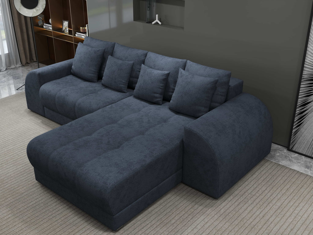 Colțar extensibil dumonde cu ladă de depozitare si sezut confortabil din spuma high-density, Verona Enjoy Antracit II 290x185 cm