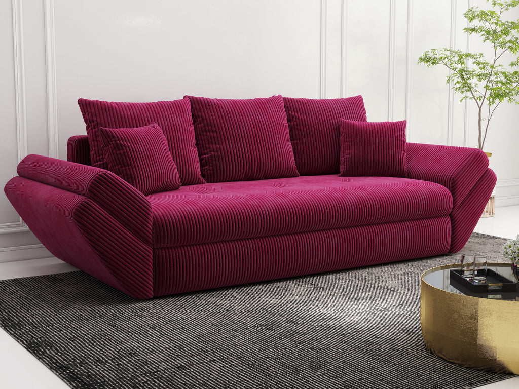 Canapea extensibilă dumonde cu ladă de depozitare si sezut confortabil din spuma high-density, Loana Zoom Rosu 250x100 cm