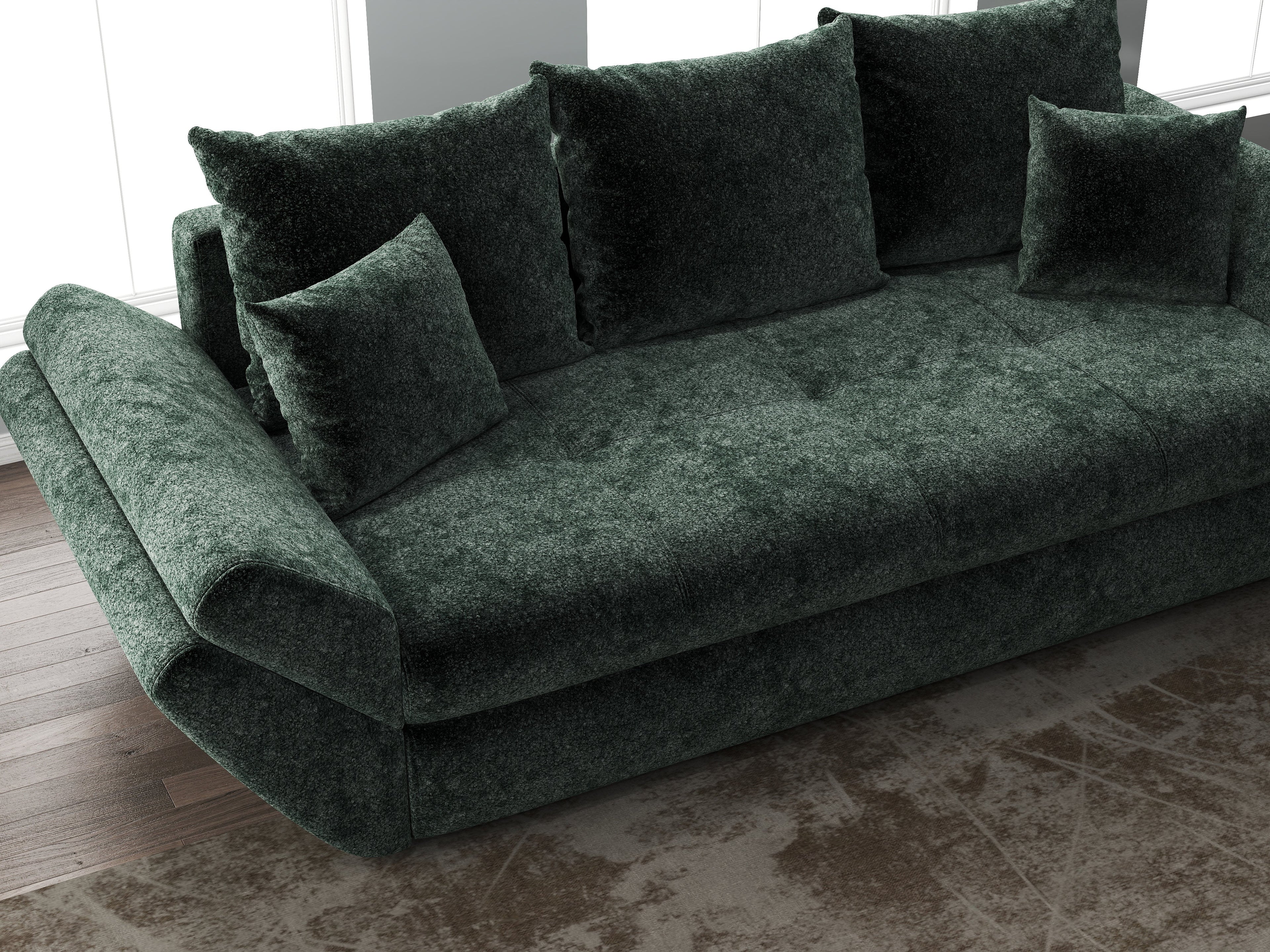 Canapea extensibilă dumonde cu ladă de depozitare si sezut confortabil din spuma high-density, Loana Euphoria Verde 250x100 cm