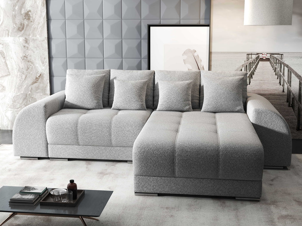Colțar extensibil dumonde cu ladă de depozitare si sezut confortabil din spuma high-density, Verona Euphoria Dove II 290x185 cm
