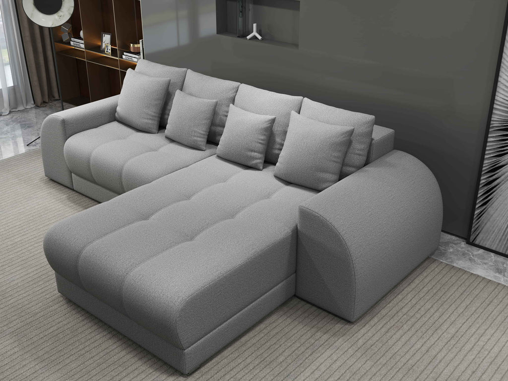 Colțar extensibil dumonde cu ladă de depozitare si sezut confortabil din spuma high-density, Verona Enjoy Gri II 290x185 cm