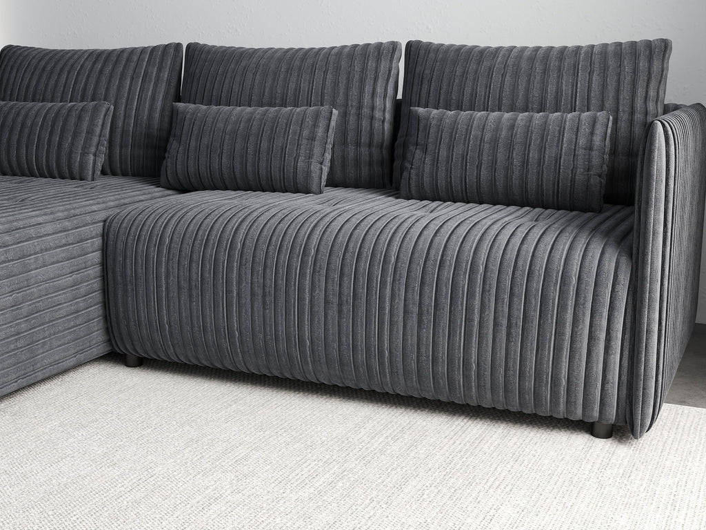 Colțar extensibil dumonde cu ladă de depozitare si sezut confortabil din spuma high-density, Malta Ambience Grey 235x185 cm