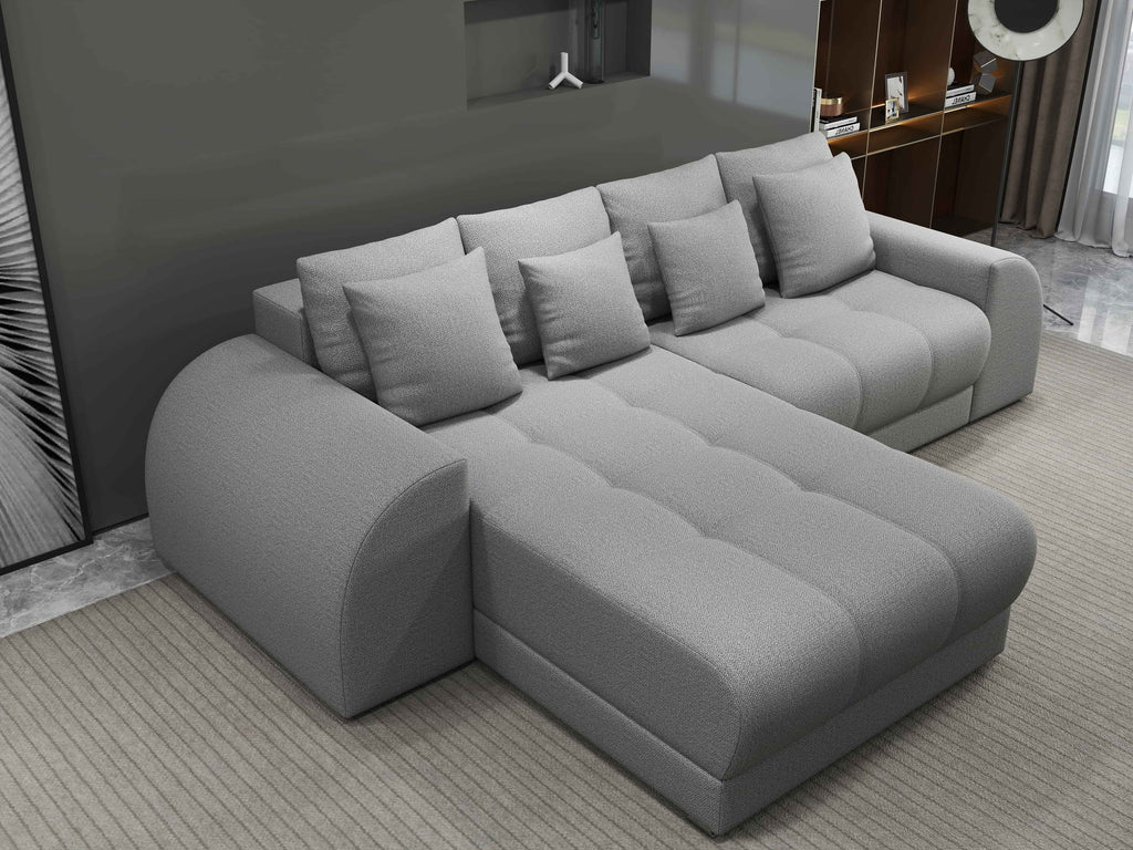 Colțar extensibil dumonde cu ladă de depozitare si sezut confortabil din spuma high-density, Verona Enjoy Gri 290x185 cm