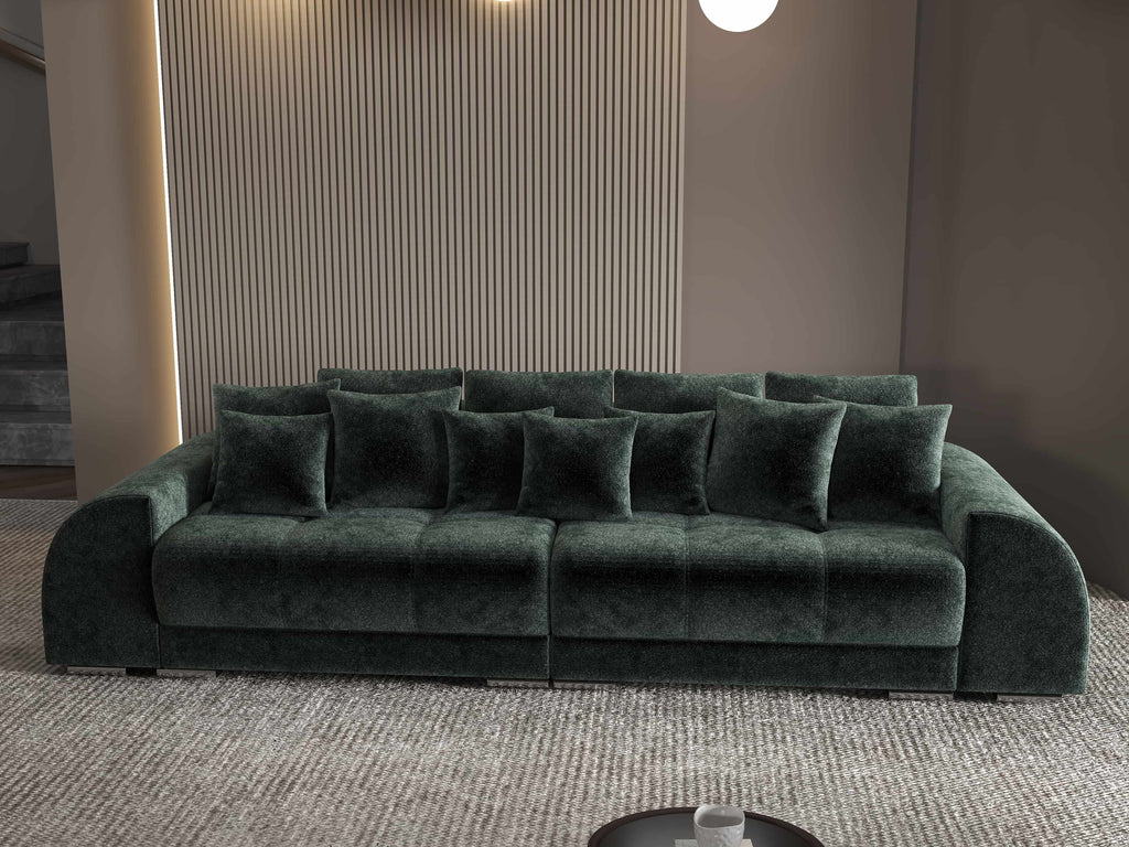 Canapea extensibilă dumonde cu 2 lăzi de depozitare si sezut confortabil din spuma high-density, Verona Euphoria Green 310x100 cm