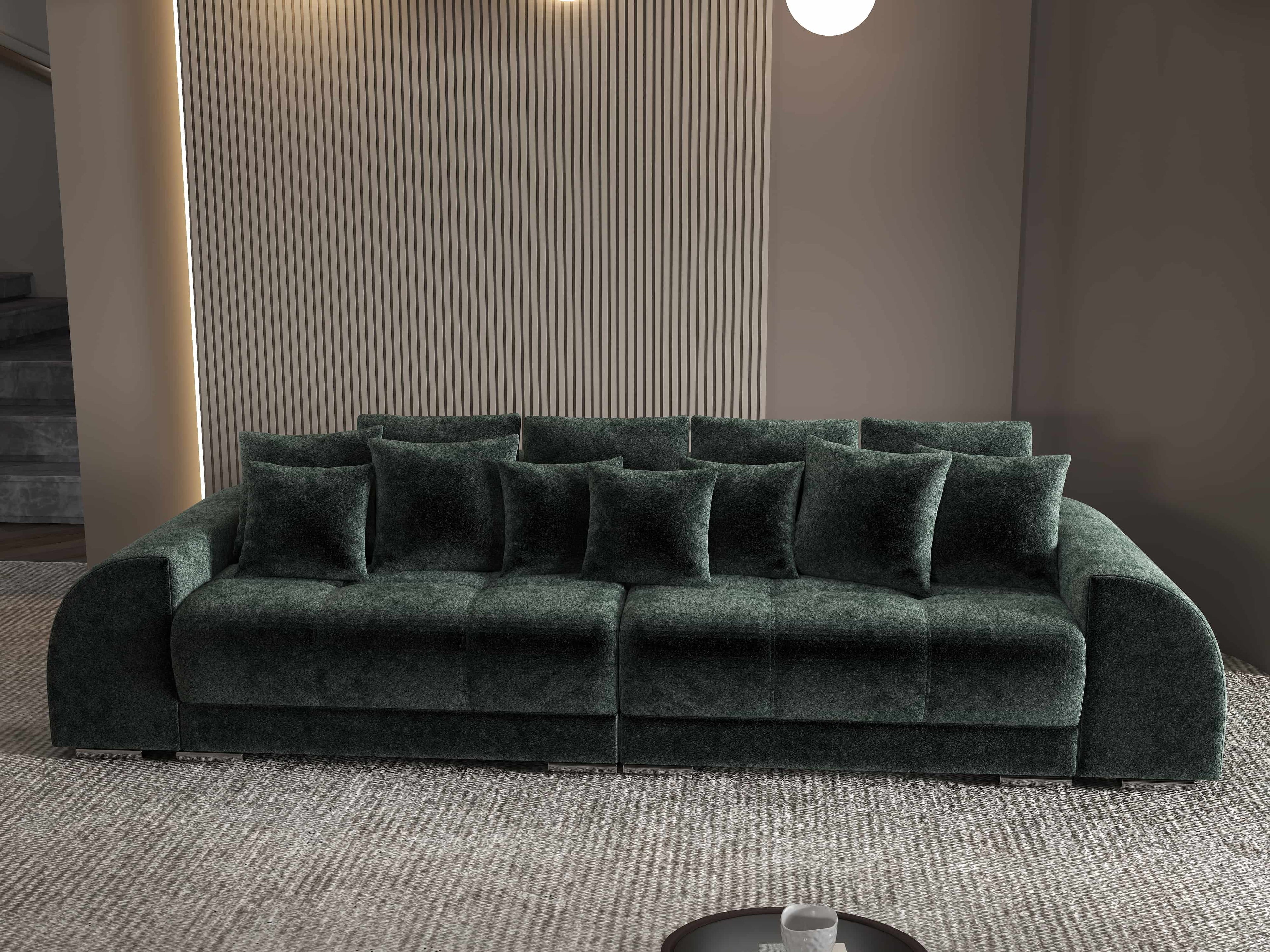 Canapea extensibilă dumonde cu 2 lăzi de depozitare si sezut confortabil din spuma high-density, Verona Euphoria Green 310x100 cm