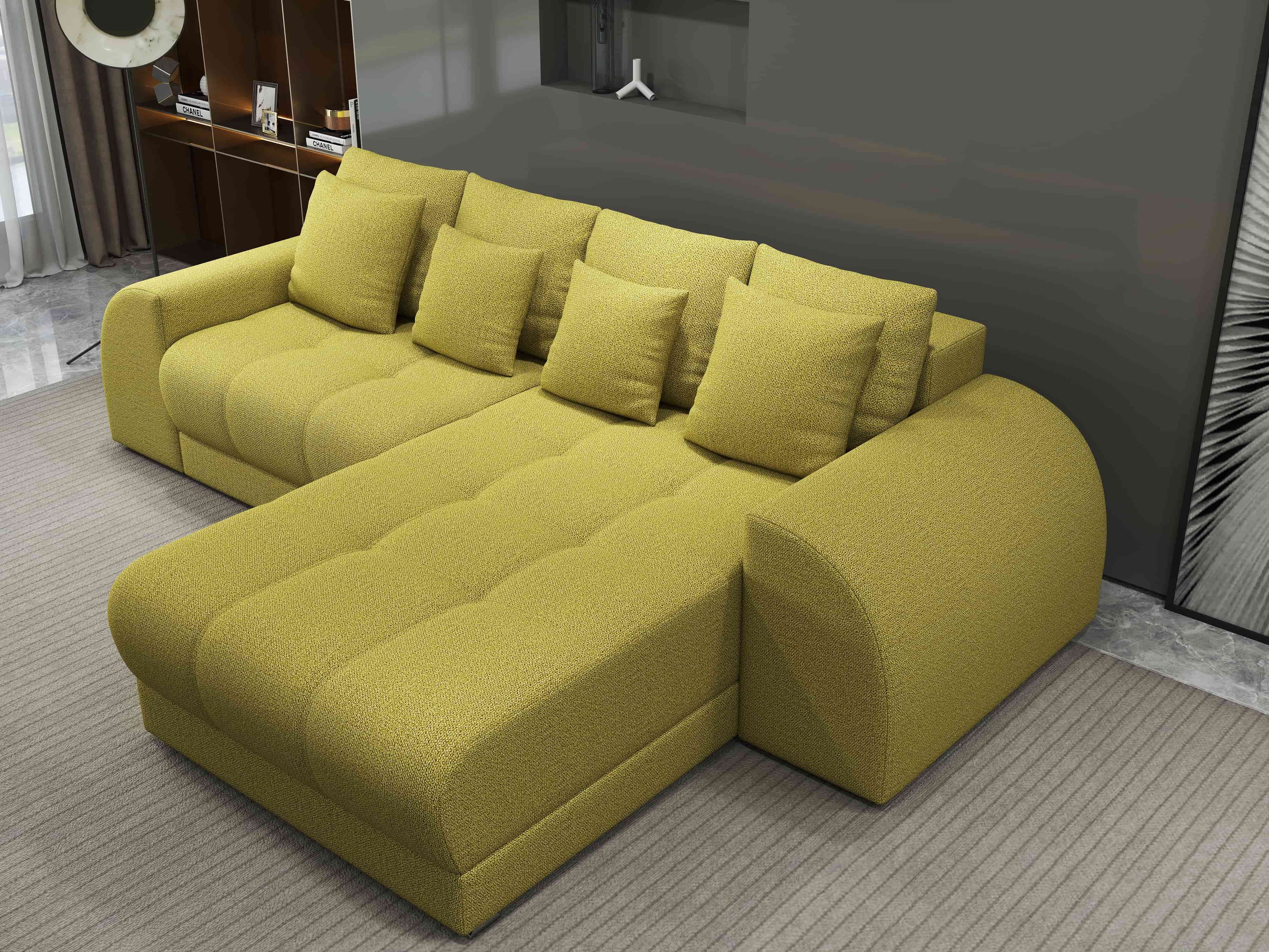 Colțar extensibil dumonde cu ladă de depozitare si sezut confortabil din spuma high-density, Verona Enjoy Verde II 290x185 cm