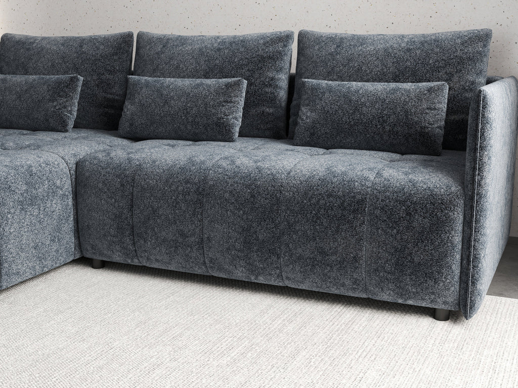 Colțar extensibil dumonde cu ladă de depozitare si sezut confortabil din spuma high-density, Malta Euphoria Grafit 235x185 cm