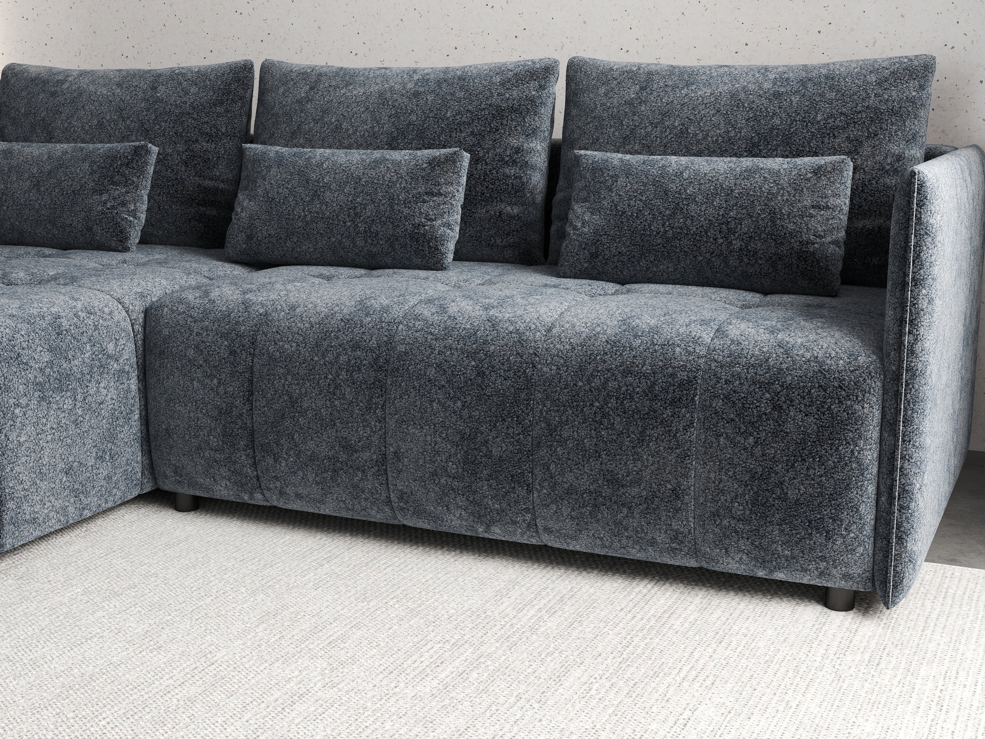Colțar extensibil dumonde cu ladă de depozitare si sezut confortabil din spuma high-density, Malta Euphoria Grafit 235x185 cm