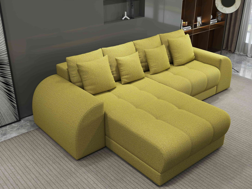 Colțar extensibil dumonde cu ladă de depozitare si sezut confortabil din spuma high-density, Verona Enjoy Verde 290x185 cm