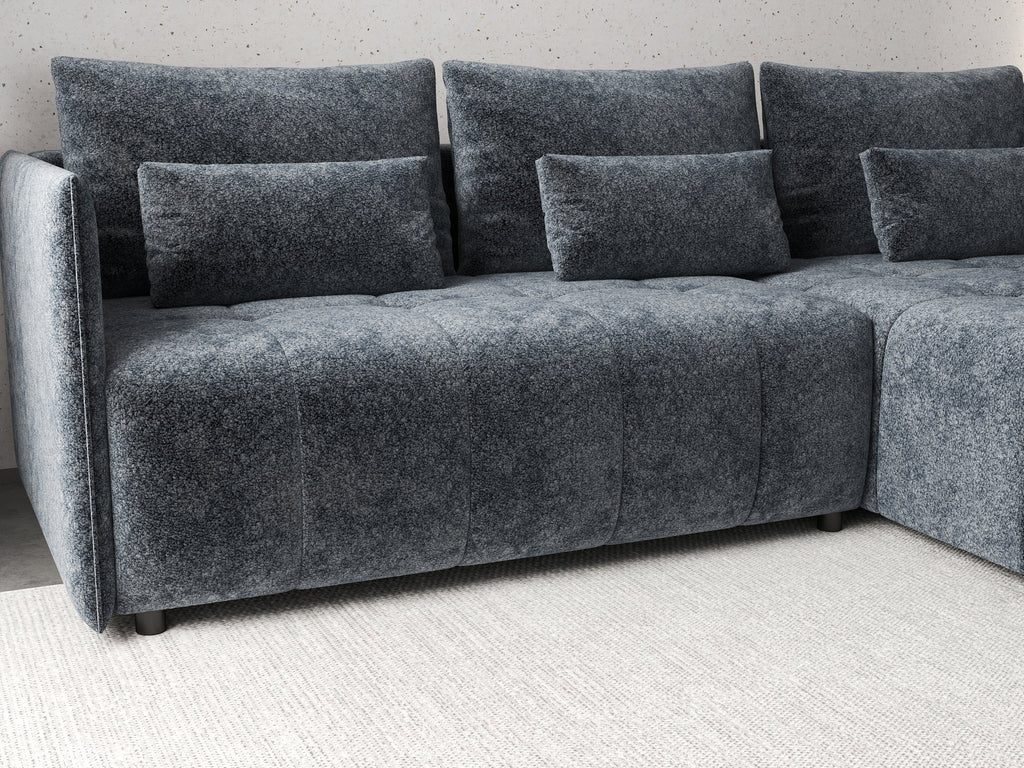 Colțar extensibil dumonde cu ladă de depozitare si sezut confortabil din spuma high-density, Malta Euphoria Grafit II 235x185 cm